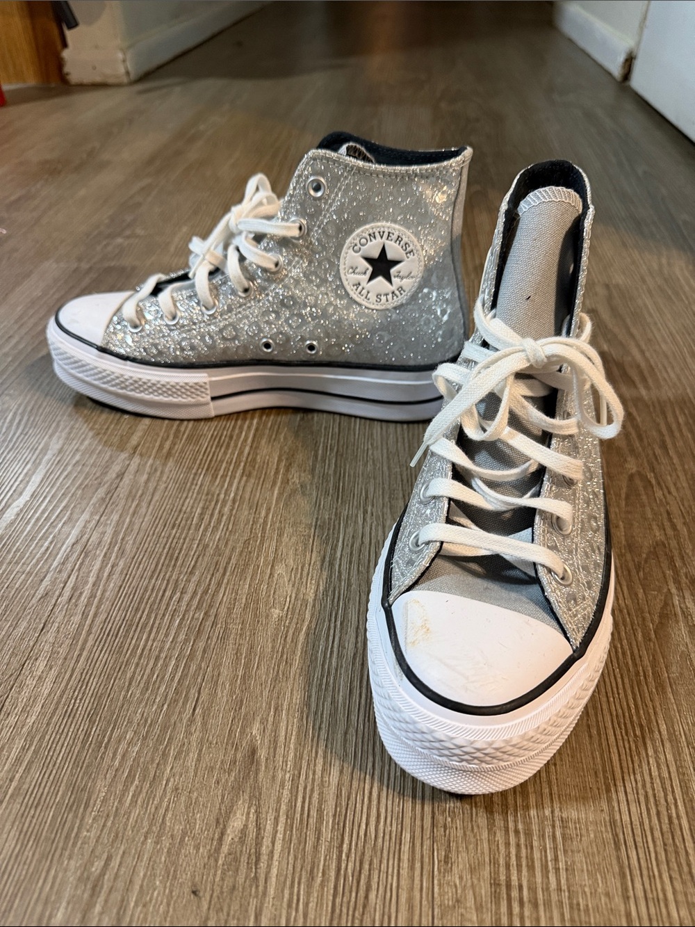 Converse Women's Sparkling Silver High-Tops